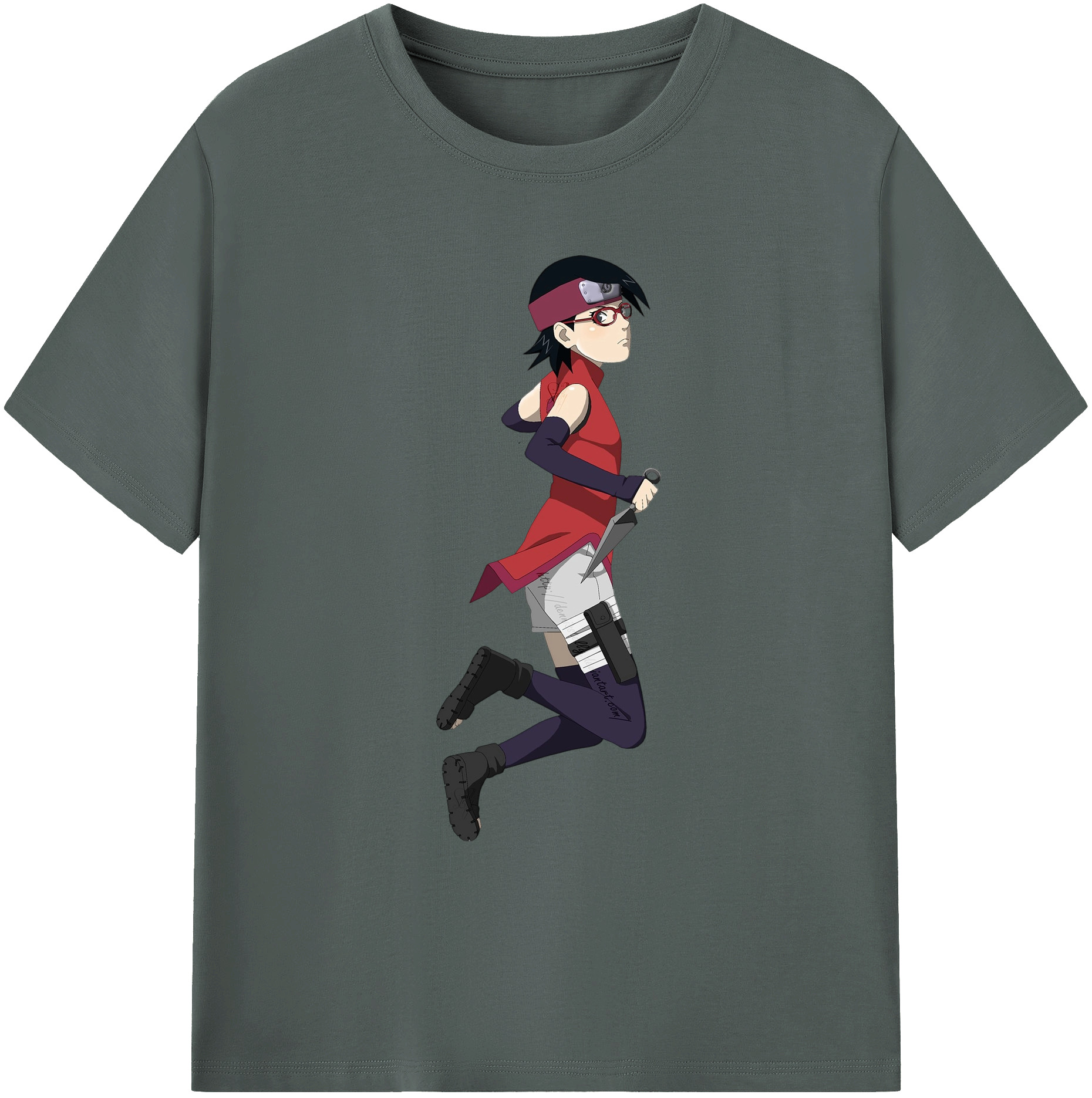 （画像用） NARUTO -ナルト- うちは サラダ Uchiha Sarada 綿100％ メンズ半袖Tシャツ｜肌触りやわらか＆通気性
